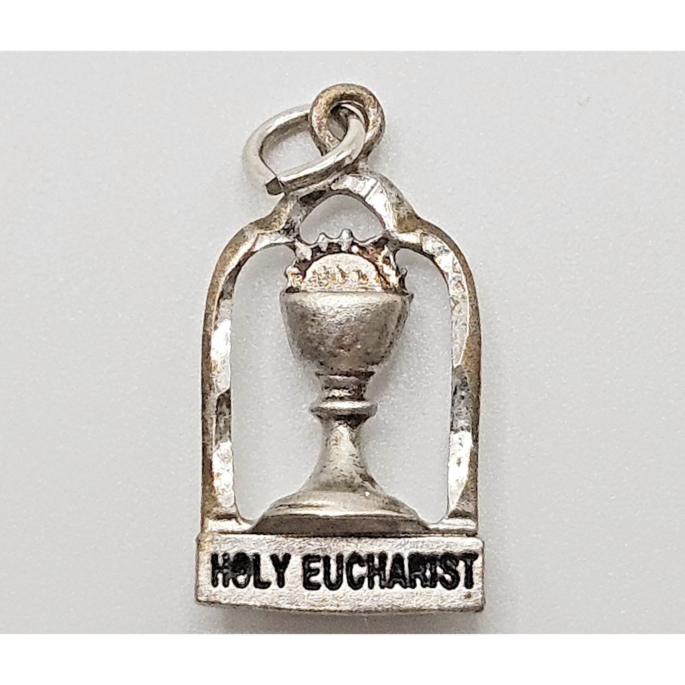 Vintage Sterling Silver Holy Eucharist Charm Pendant First Communion